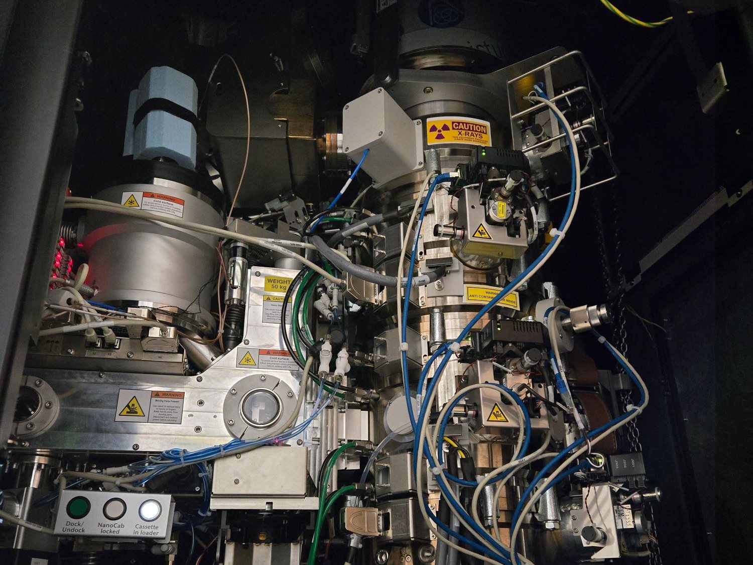 Inside the RCNF Titan Krios column, with the autoloader and cassette controls on the left